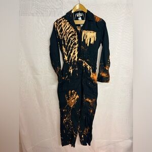 Upcycled hand dyed bleached jumpsuit